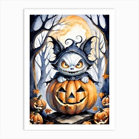 Cute Jack O Lantern Halloween Painting (5) Art Print