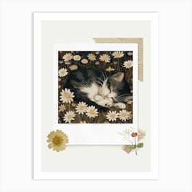 Scrapbook Sleeping Kitten Fairycore Painting 4 Art Print