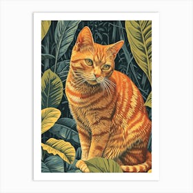 Exotic Shorthair Cat Relief Illustration 2 Art Print