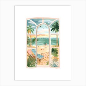 Window Beach Watercolour Painting Art Print