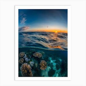 Coral Reef At Sunset-Reimagined 1 Art Print