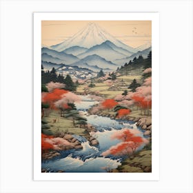 Yatsugatake Mountains In Yamanashi, Ukiyo E Drawing 3 Art Print