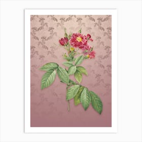 Vintage Boursault Rose Botanical on Dusty Pink Pattern n.0598 Art Print