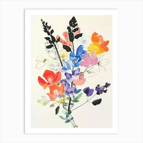 Aconitum Collage Flower Bouquet Art Print