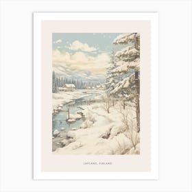 Vintage Winter Poster Lapland Finland 3 Art Print
