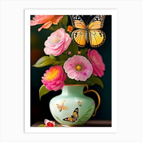 Butterfly In A Vase Art Print