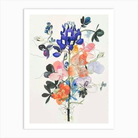 Bluebonnet 4 Collage Flower Bouquet Art Print