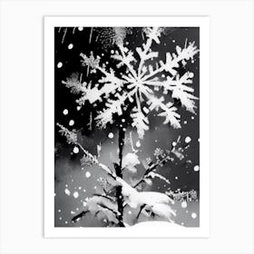 Nature, Snowflakes, Black & White 2 Art Print