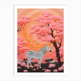 Zebra Under The Baobab Tree 3 Art Print