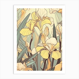 Yellow Iris Flowers Art Print