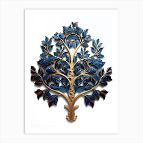 Blue And Gold Tree Of Life Art Print