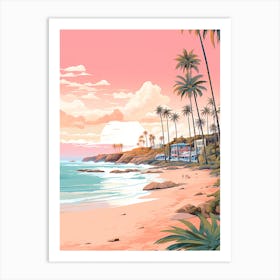 An Illustration In Pink Tones Of  Greenmount Beach Australia 4 Art Print