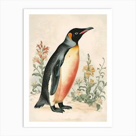 Adlie Penguin Petermann Island Vintage Botanical Painting 4 Art Print