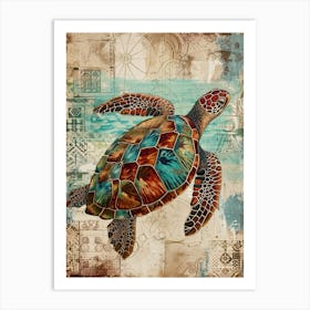 Wallpaper Style Sea Turtle 3 Art Print