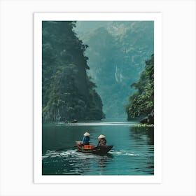 Two People In A Boat On A Lake Art Print