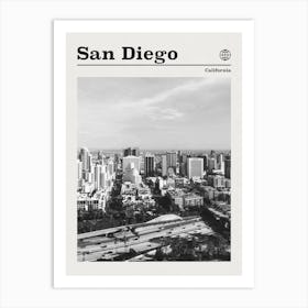 San Diego California Black And White Art Print