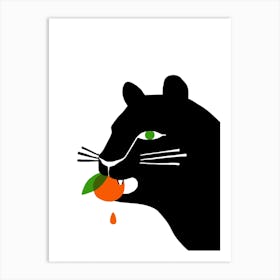 Big Cat Eating An Orange Art Print