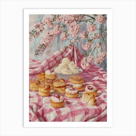 Pink Breakfast Food Scones 1 Art Print