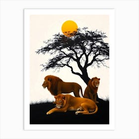 Lions In The Sun 2 Art Print