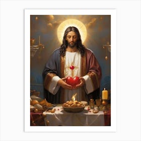 Jesus Holding A Heart 1 Art Print