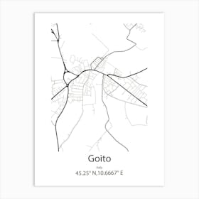 Goito,Italy Minimalist Map Art Print