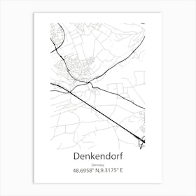 Denkendorf,Germany Minimalist Map Art Print