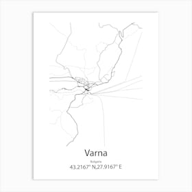 Varna,Bulgaria Minimalist Map Poster