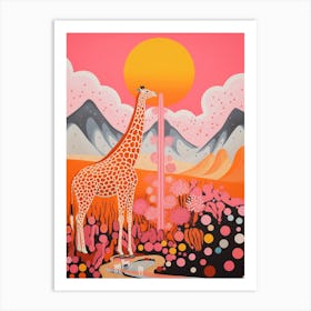 Colourful Giragge In The Mountains 4 Art Print