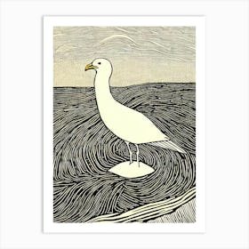 Seagull Linocut Bird Art Print