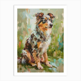Australian Shepard Dog Acrylic Painting 4 Art Print