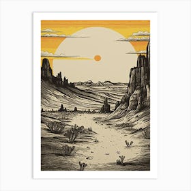 Badlands National Park Retro Illustration 3 Art Print