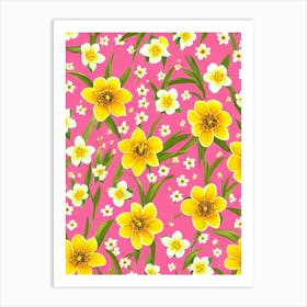 Daffodil Floral Print Warm Tones 1 Flower Art Print