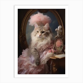 Cat On A Vanity Table Rococo Style 1 Art Print