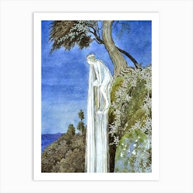 The Waterfall Fairy by Ida Rentoul Outhwaite - 1921 from the book 'The Enchanted Forest - High Resolution Remastered Witchy Art Print Pagan Fairytale Beautiful Streaming Hair Illustration Witchcore Fairycore Art Print