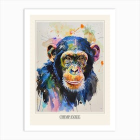 Chimpanzee Colourful Watercolour 2 Poster Art Print