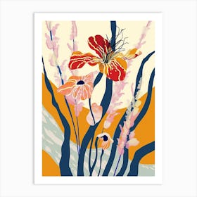 Colourful Flower Illustration Flax Flower 2 Art Print