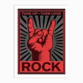 Pyramid America Tune Up Turn Loud Rock Roll Music Hand Fist Fingers Symbol Cool Wall Decor Art Print Poster Art Print