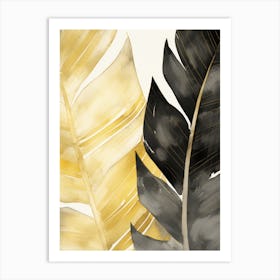 Gold And Black Leaves 3 Art Print