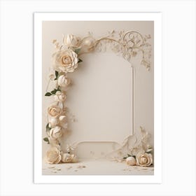Frame With Roses Art Print