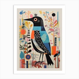 Colourful Scandi Bird Cowbird 2 Art Print