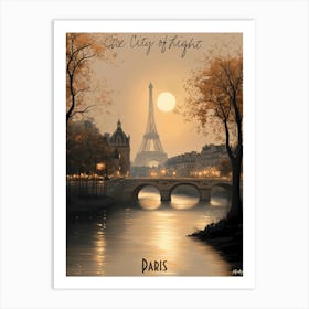 City Of Lights Paris, minimalist soft tones palette, watercolor poster Art Print