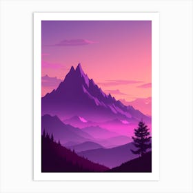 Misty Mountains Vertical Composition In Purple Tone 17 Art Print
