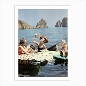 Women Eating Pasta On Water Art Print