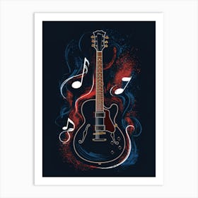 Guitar With Music Notes Art Print