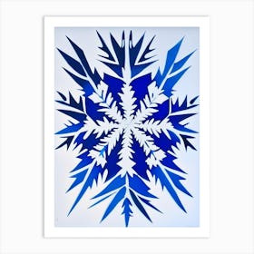 Frost, Snowflakes, Blue & White Illustration Art Print