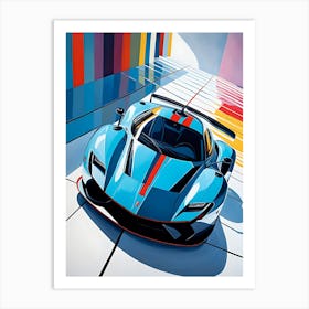 Blue Sports Car Art Print
