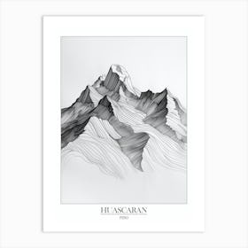 Huascaran Peru Line Drawing 3 Poster Art Print