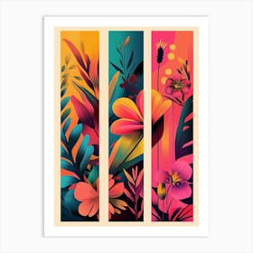 Set Of Colorful Floral Banners Art Print