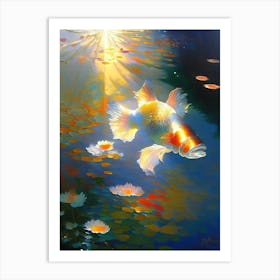Kujaku Koi 1, Fish Monet Style Classic Painting Art Print