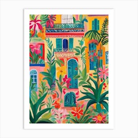 Colorful Tropical House facade whit plants Art Print